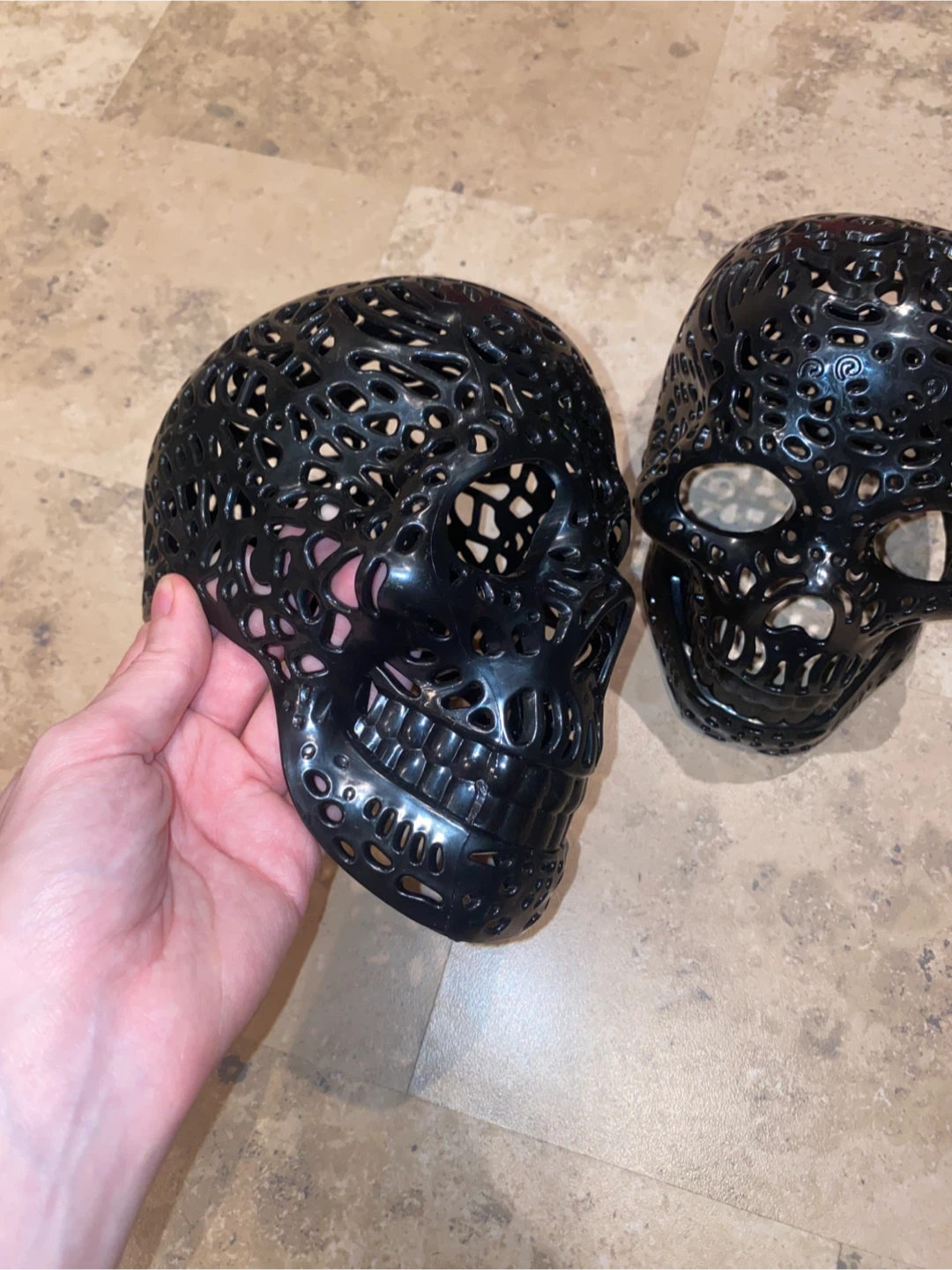 Set of 2 Black Skull Luminaries/Candle Holders - photo 2