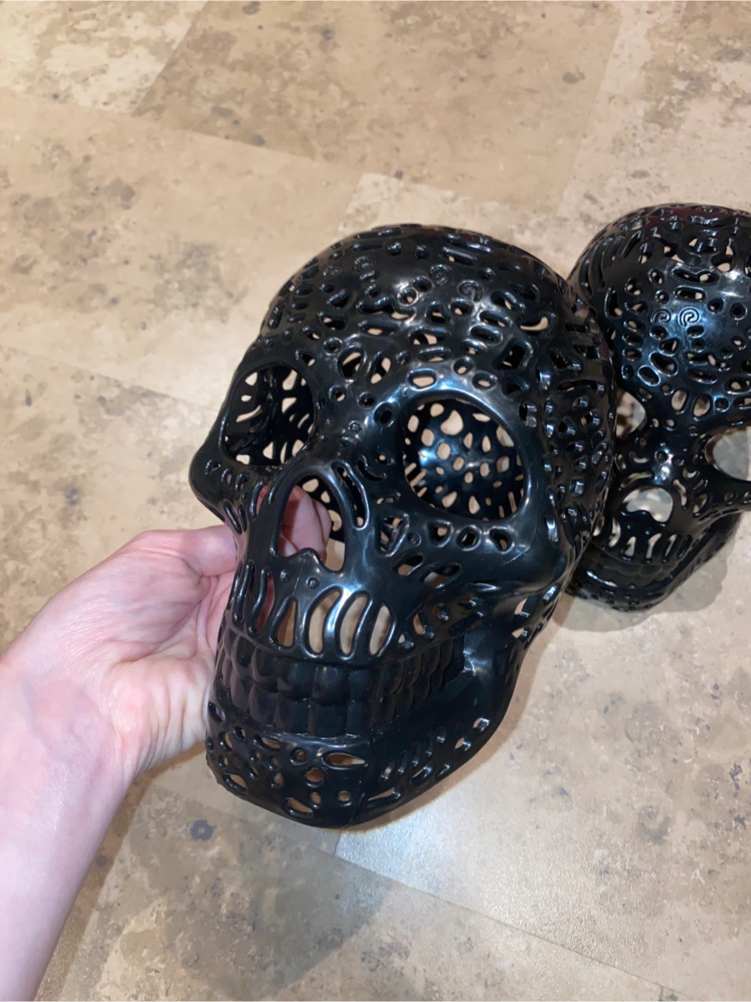 Set of 2 Black Skull Luminaries/Candle Holders - photo 3
