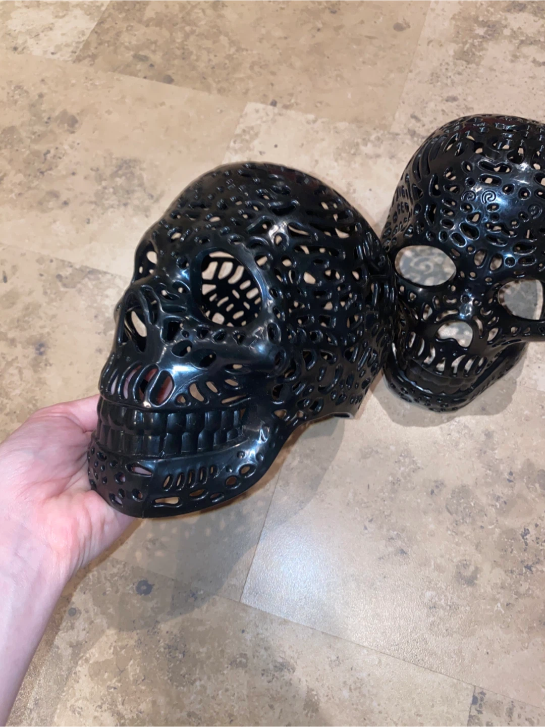 Set of 2 Black Skull Luminaries/Candle Holders - photo 4