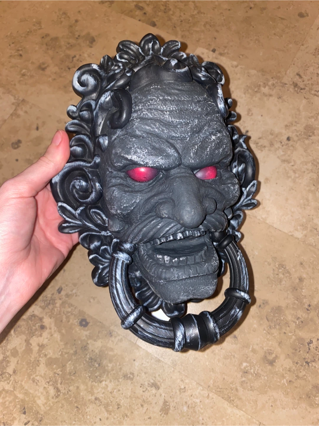 Scary Face Door Knocker with Red Glowing Eyes - photo 2