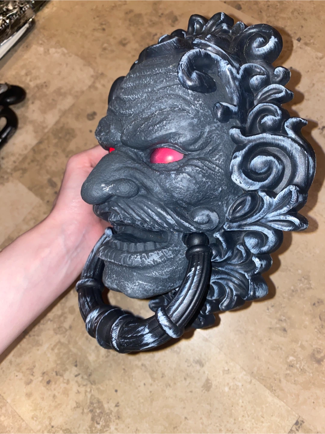 Scary Face Door Knocker with Red Glowing Eyes - photo 3