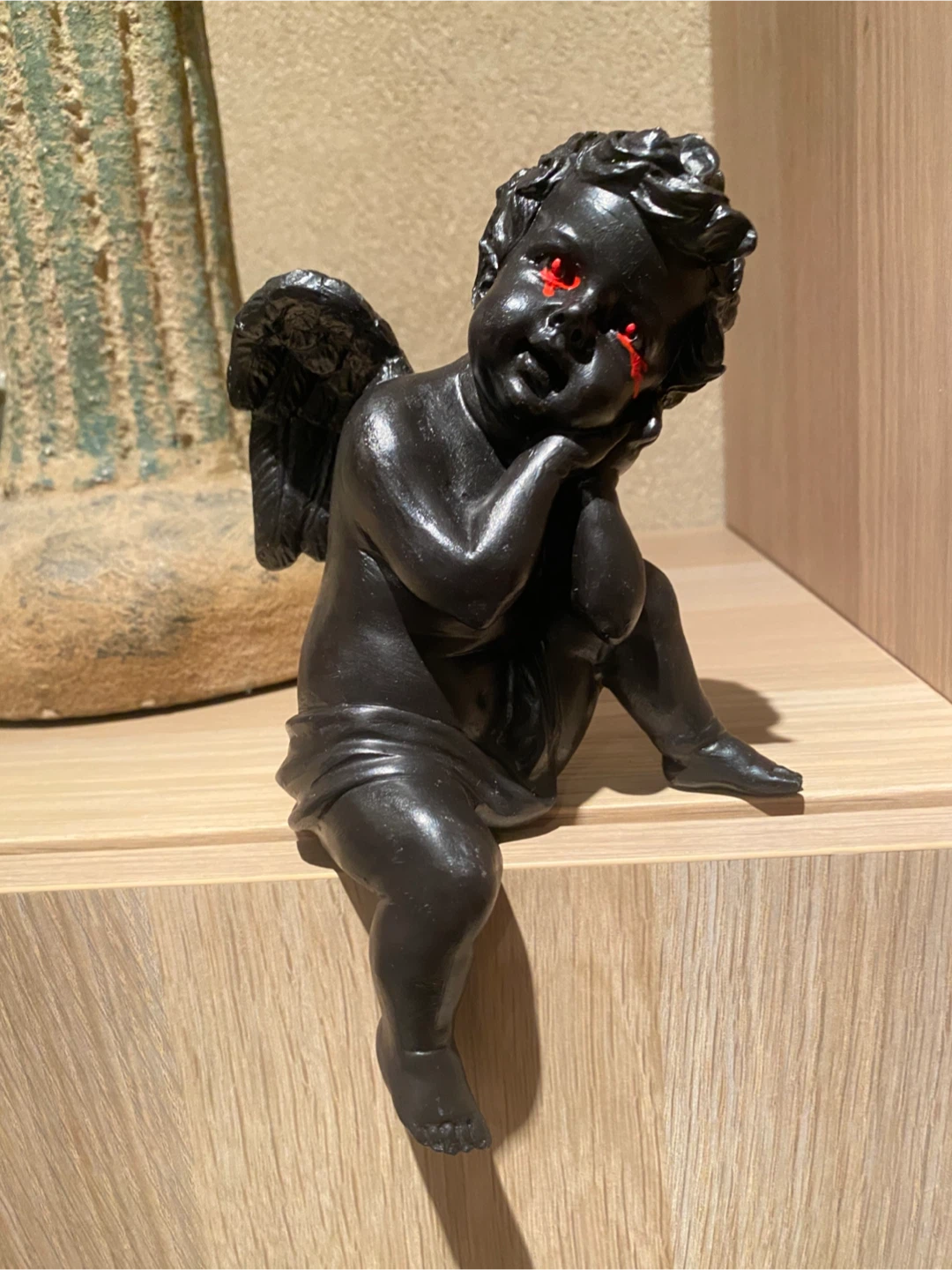 Black Halloween Cherub shelf decor