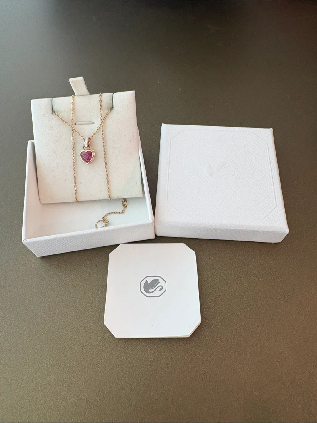 Swarovski Heart Pendant Necklace -18K Gold Finish