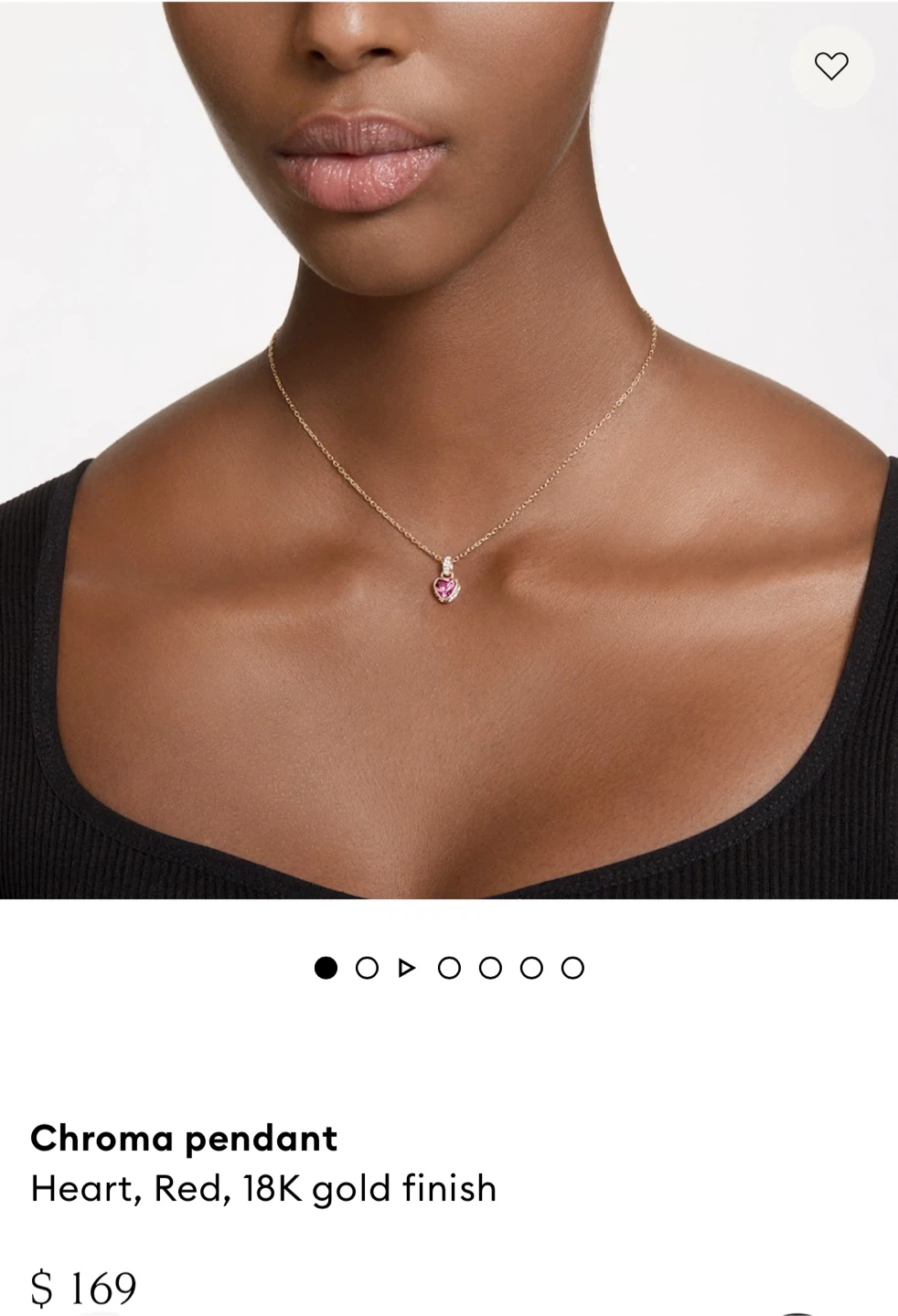 Swarovski Heart Pendant Necklace -18K Gold Finish - photo 4