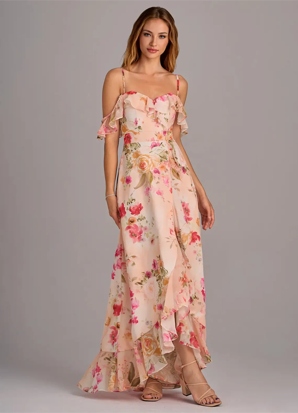 Azazie Lyra Pink Floral Dress - photo 2