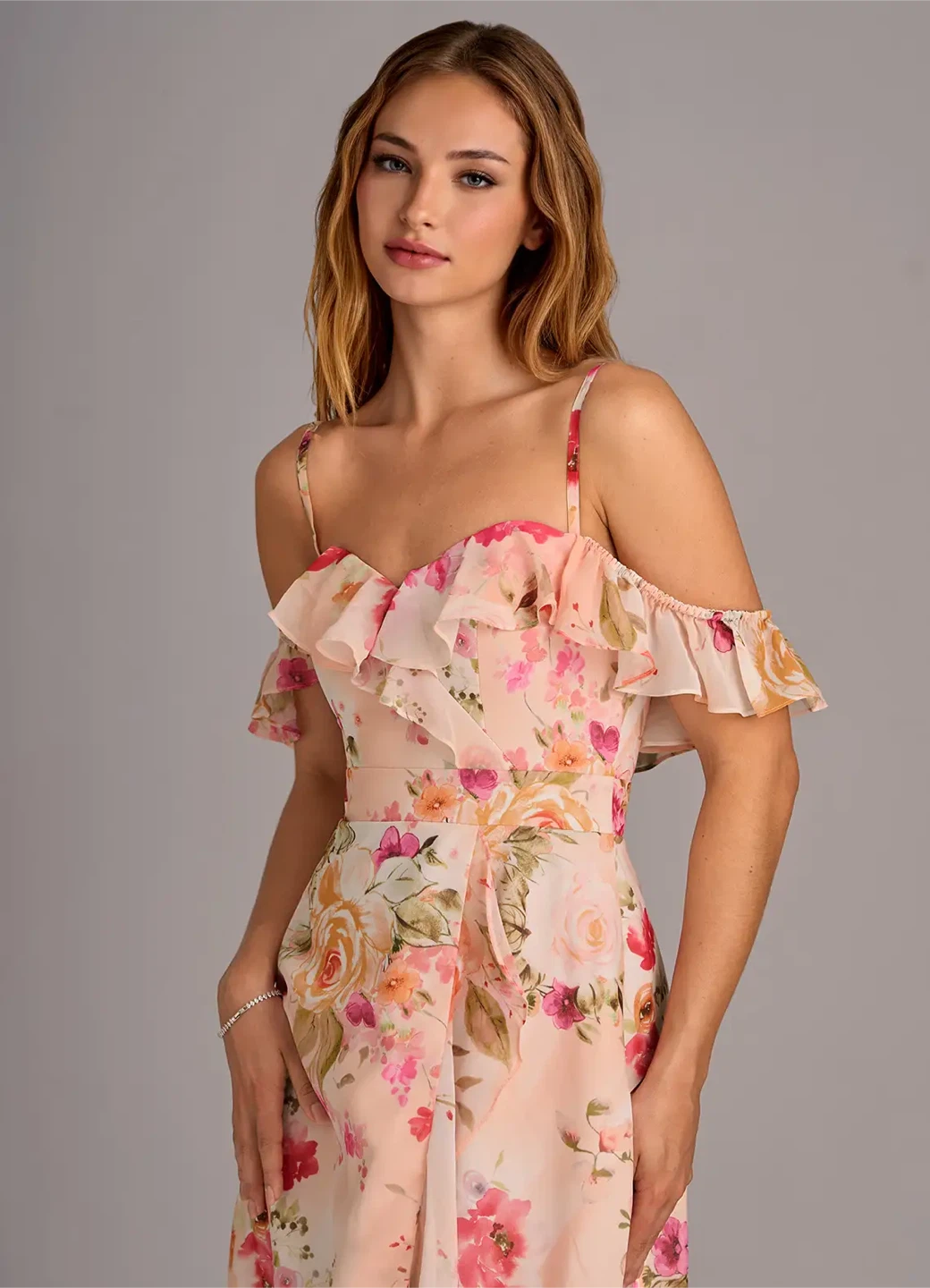 Azazie Lyra Pink Floral Dress - photo 4