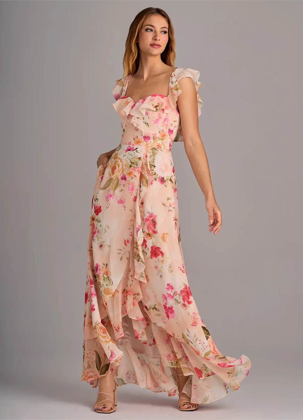 Azazie Lyra Pink Floral Dress - photo 5