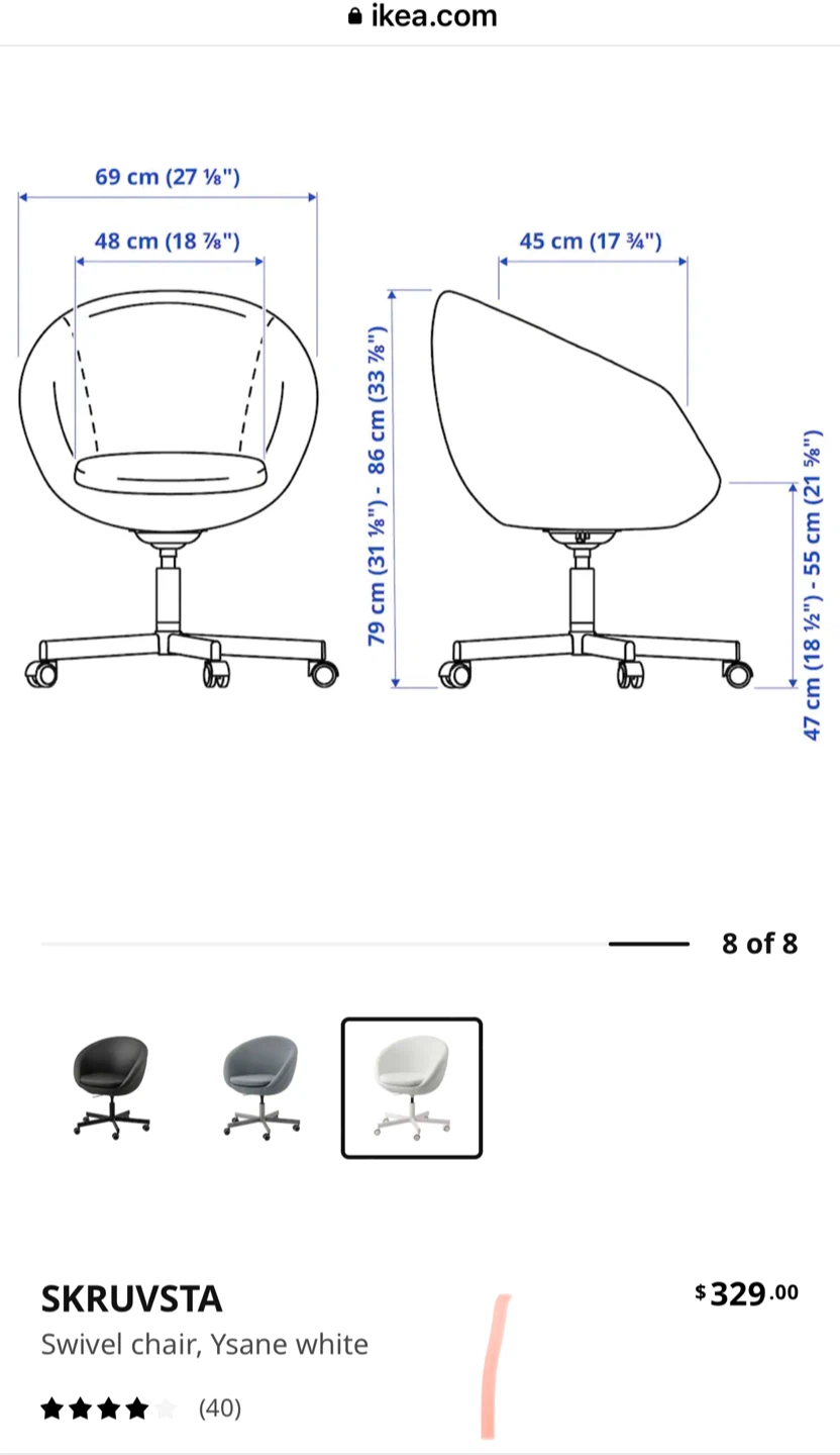 IKEA SKRUVSTA Swivel Chair, Ysane White - photo 3
