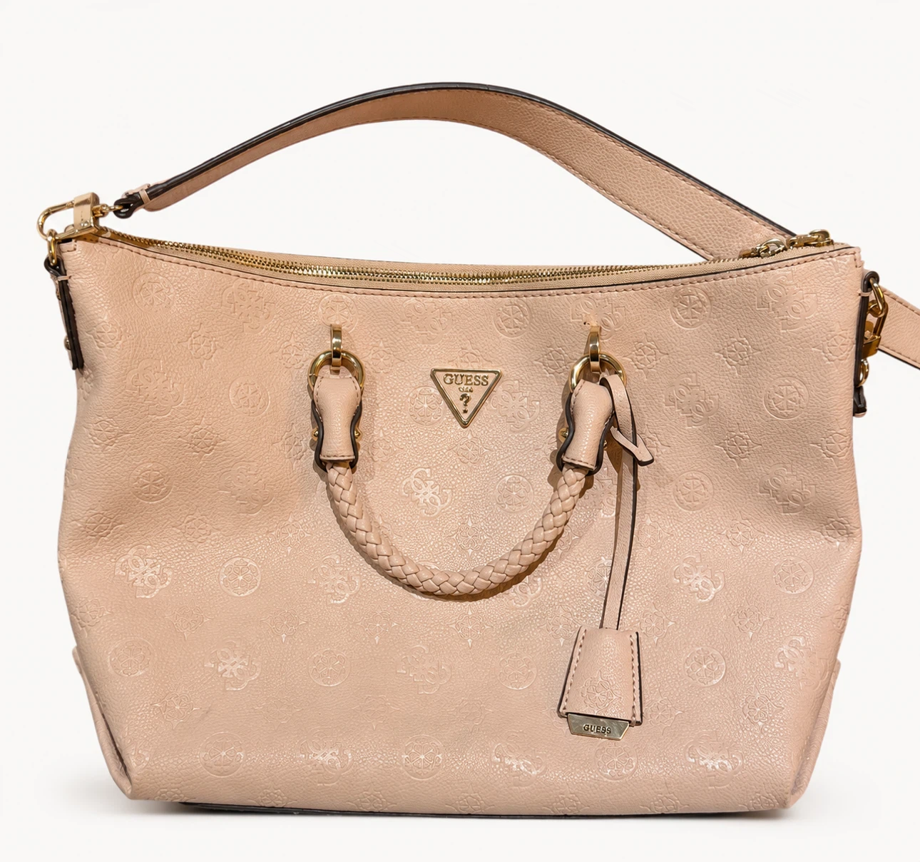 GUESS Blush Pink Embossed Logo Satchel