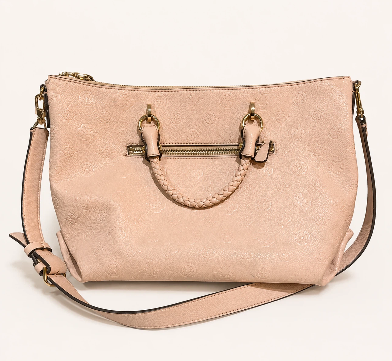 GUESS Blush Pink Embossed Logo Satchel - photo 2