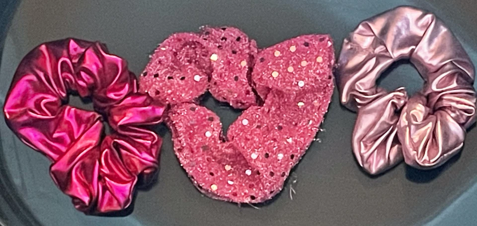 3 Pink CHEER Scrunchies