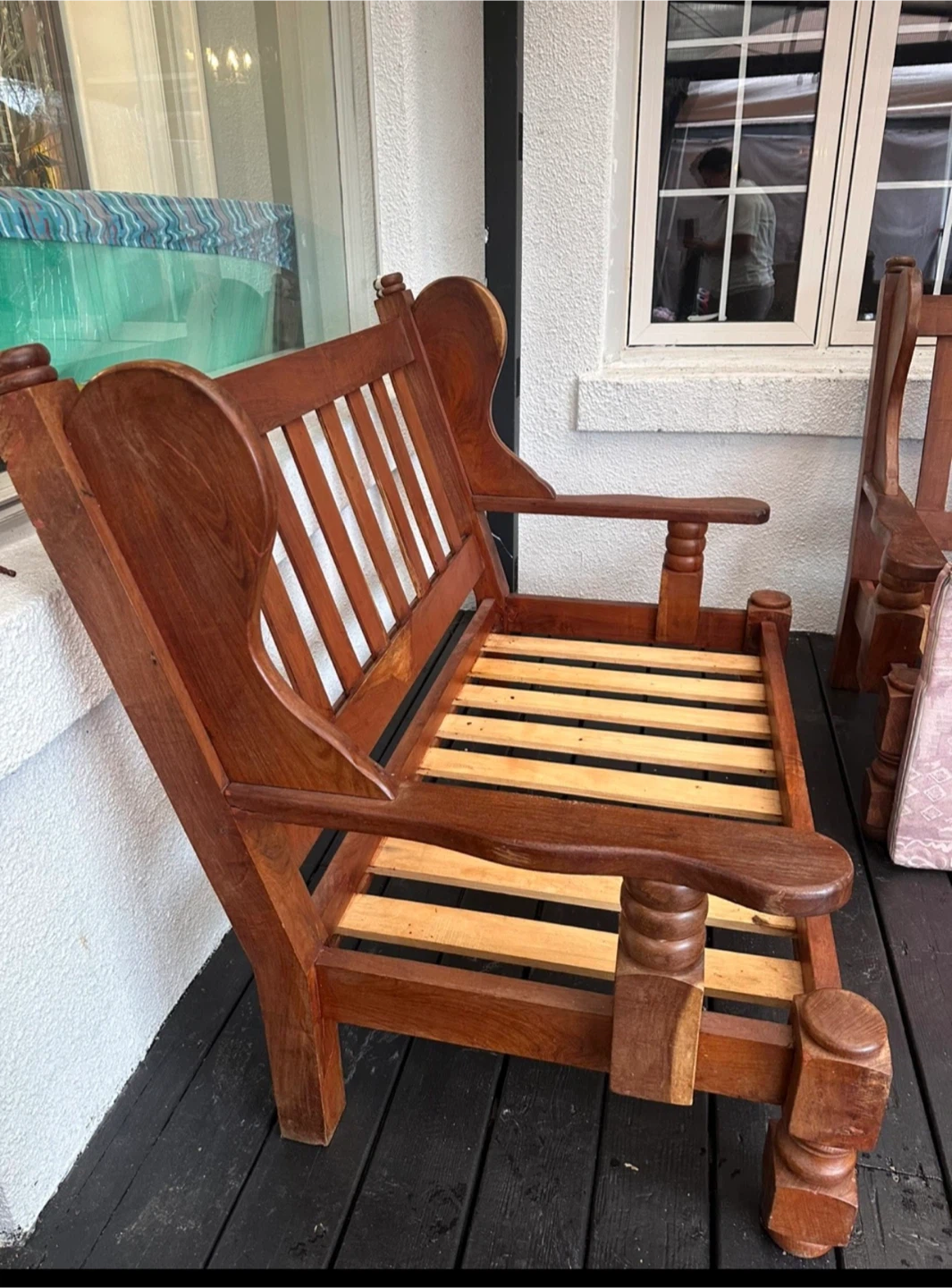 Wooden Loveseat and Chair Set