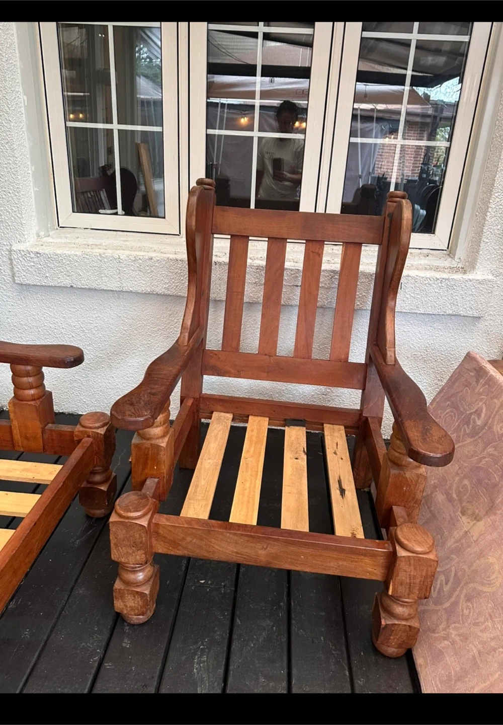 Wooden Loveseat and Chair Set - photo 2