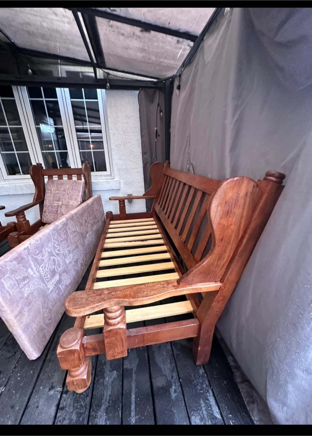 Wooden Loveseat and Chair Set - photo 3