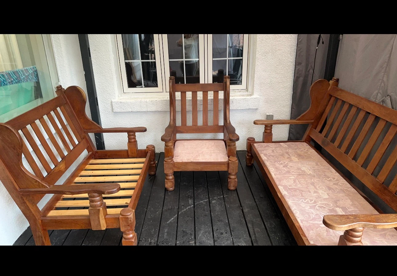 Wooden Loveseat and Chair Set - photo 4