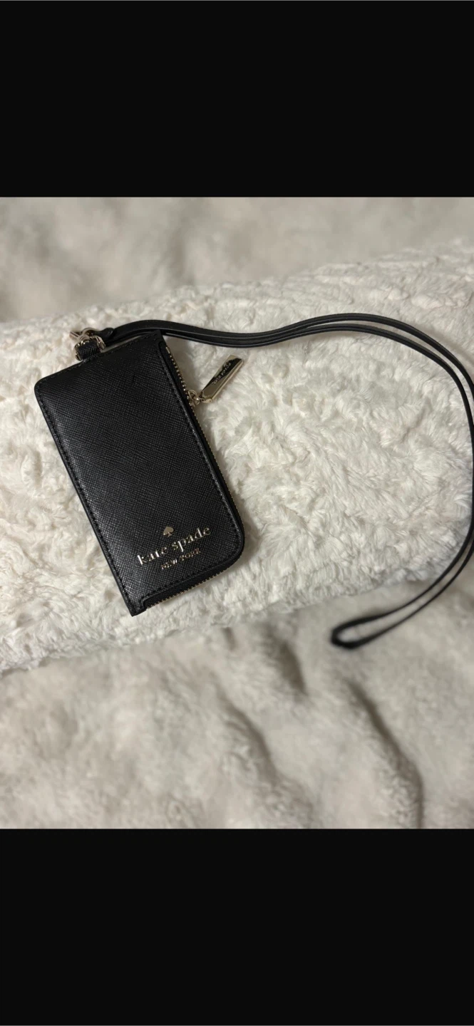 Kate Spade Black Card Holder with Lanyard