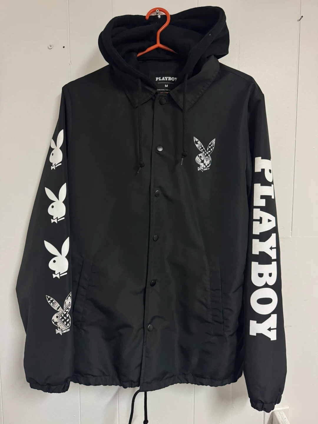 Playboy Black Hooded Coach Jacket - Size M - photo 2