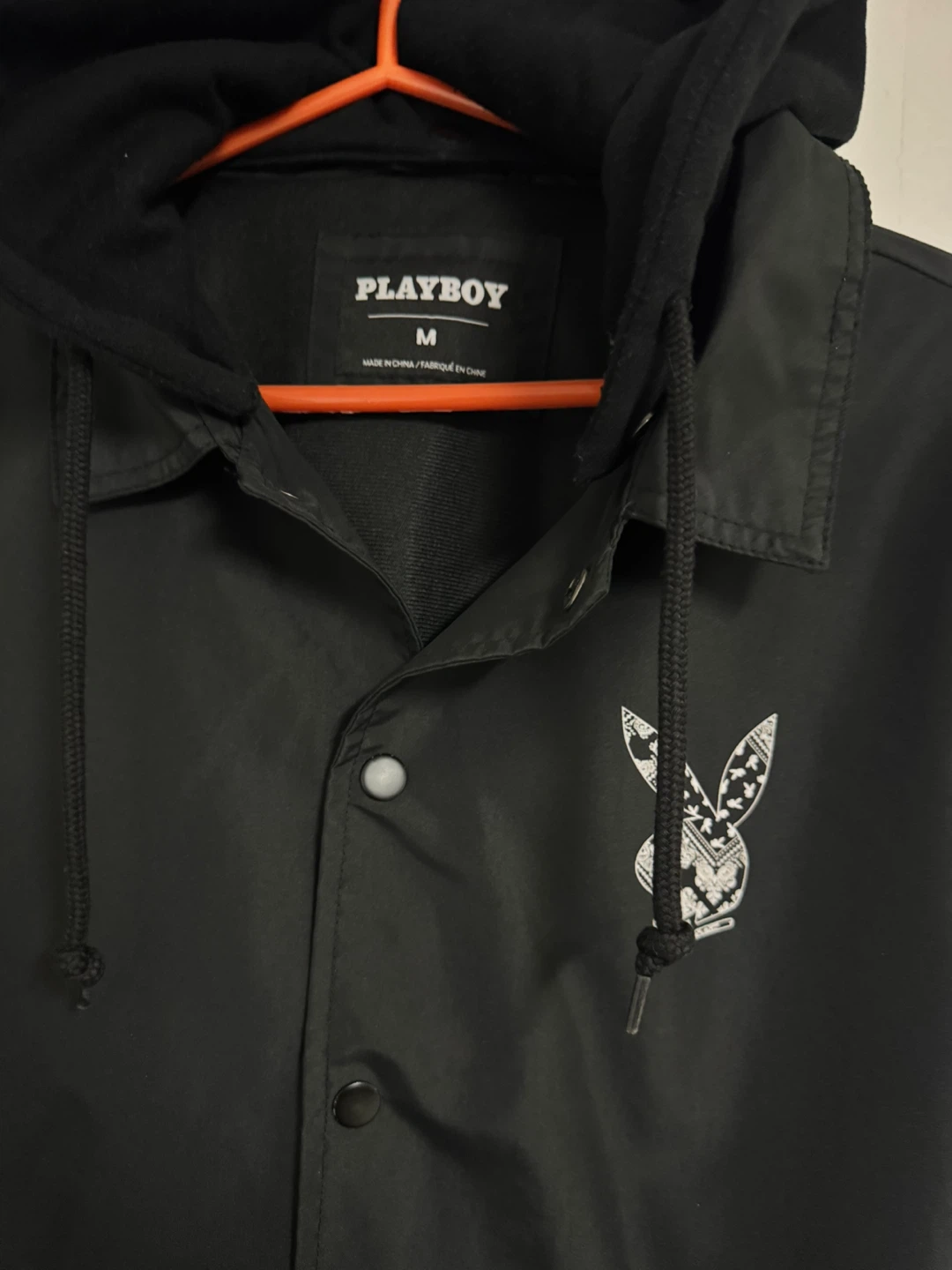 Playboy Black Hooded Coach Jacket - Size M - photo 3