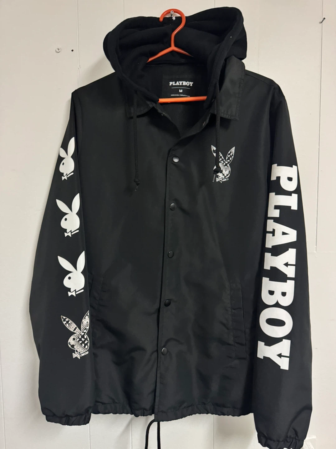 Playboy Black Hooded Coach Jacket - Size M - photo 4