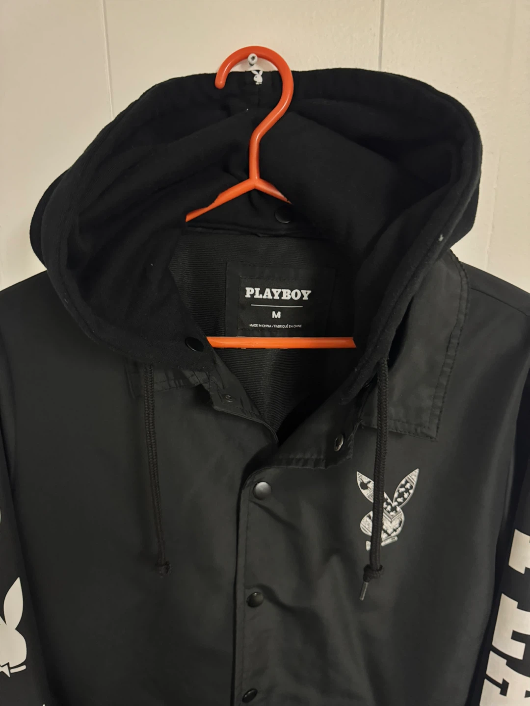 Playboy Black Hooded Coach Jacket - Size M - photo 5