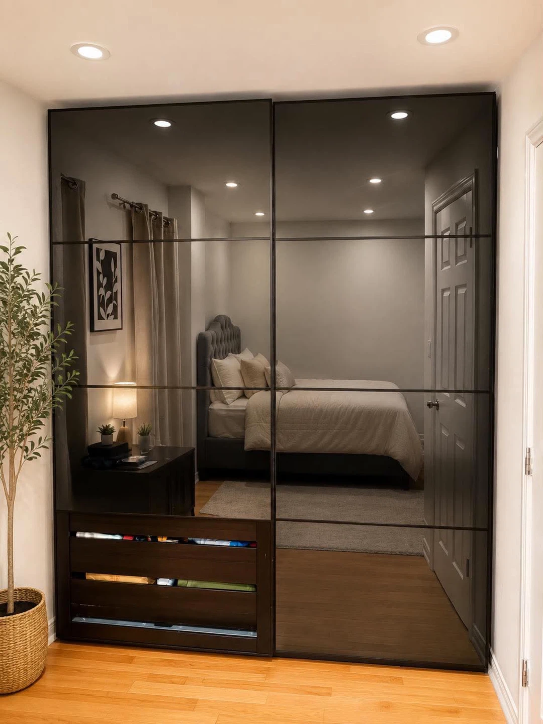 Modern & Spacious Wardrobe with Mirrored Doors