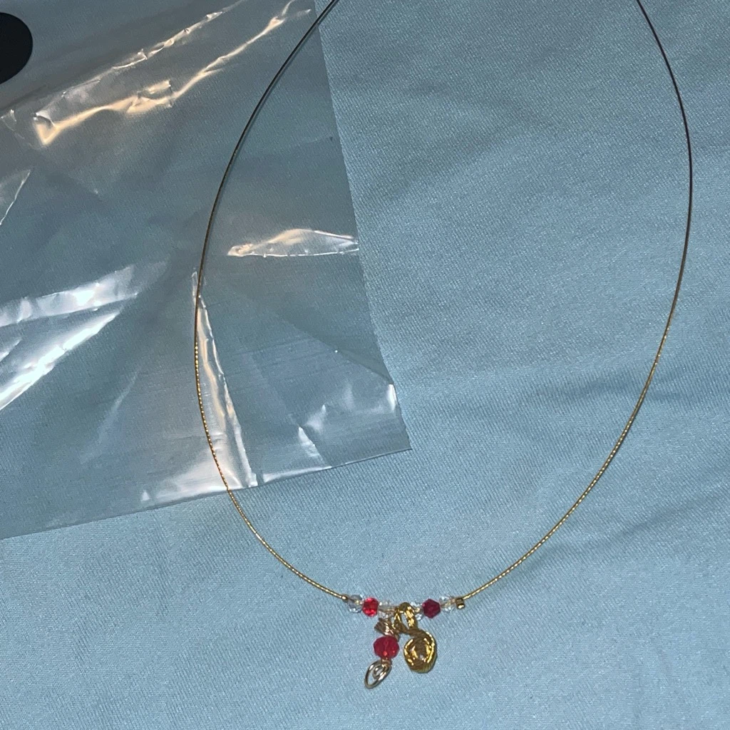 Gold Tone Necklace with Red Beads - photo 2