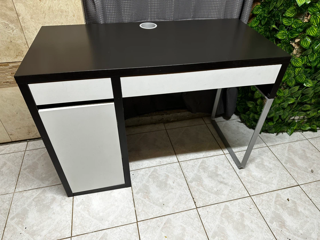 IKEA desk — black/white — 2 drawers — great condition
