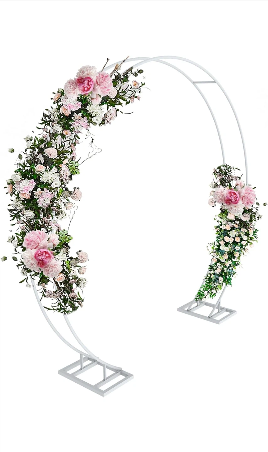 Double Round White Metal Wedding Arch Stand - photo 2
