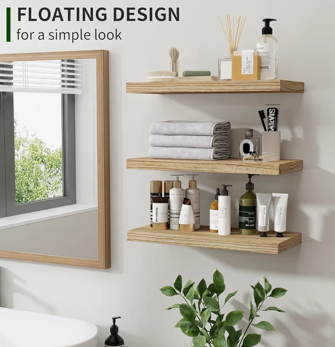 Set of 3 Rustic Wood Floating Shelves – Modern & Stylish ✨ - photo 2