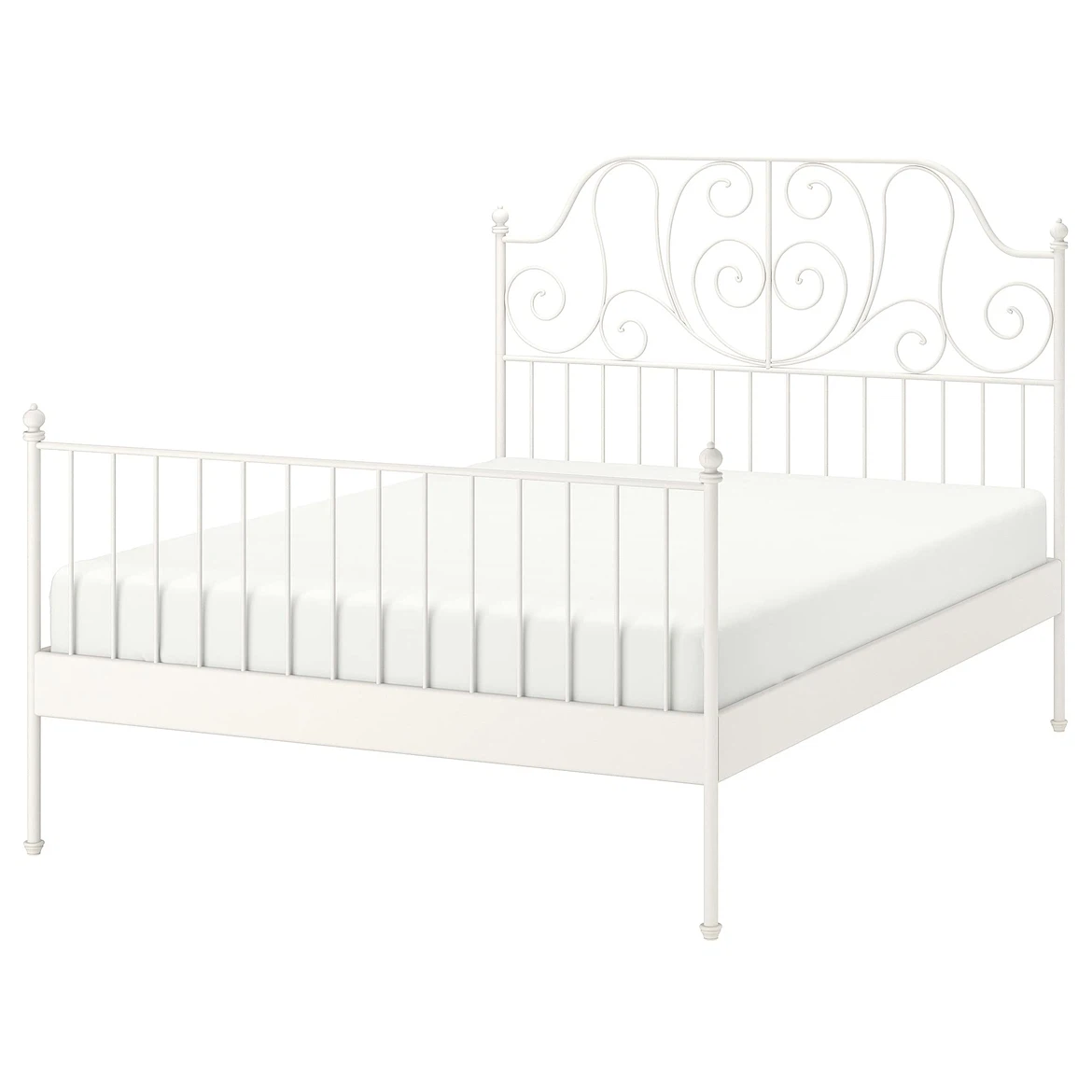 White Metal Bed Frame with Headboard - photo 3
