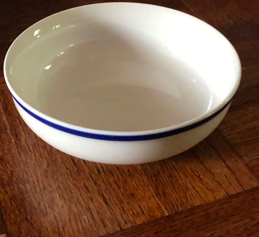 White Bowl with Blue Stripe