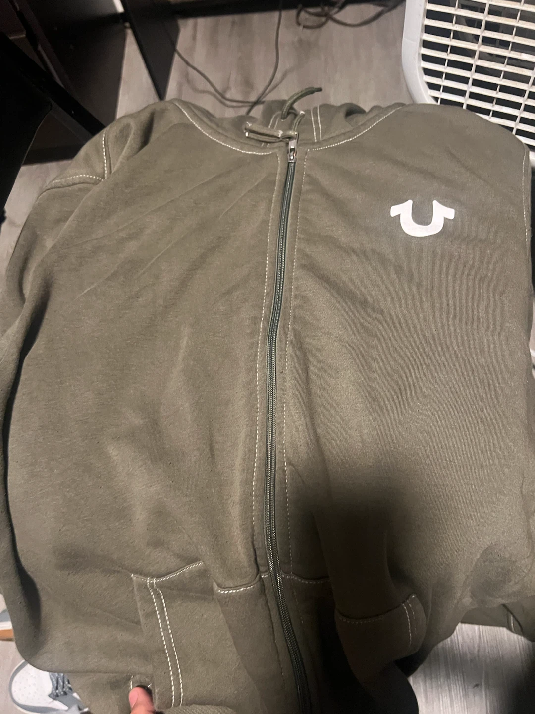 True Religion Zip Up Hoodie Buddha Guitar Graphic Green - photo 3