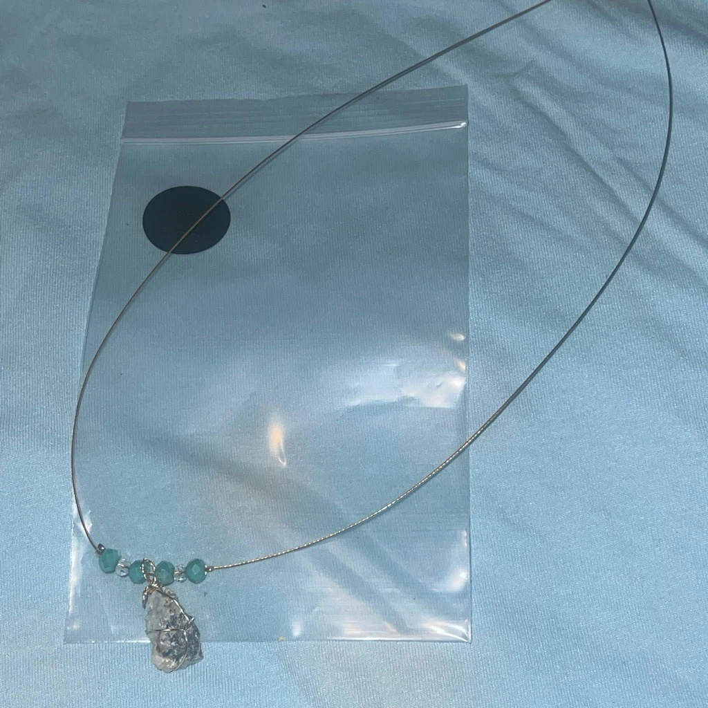 Wire Necklace with Crystal Pendant