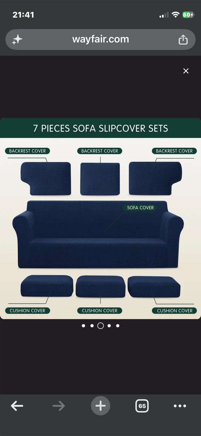 Navy Blue 7-Piece Stretch Sofa Slipcover Set - photo 2