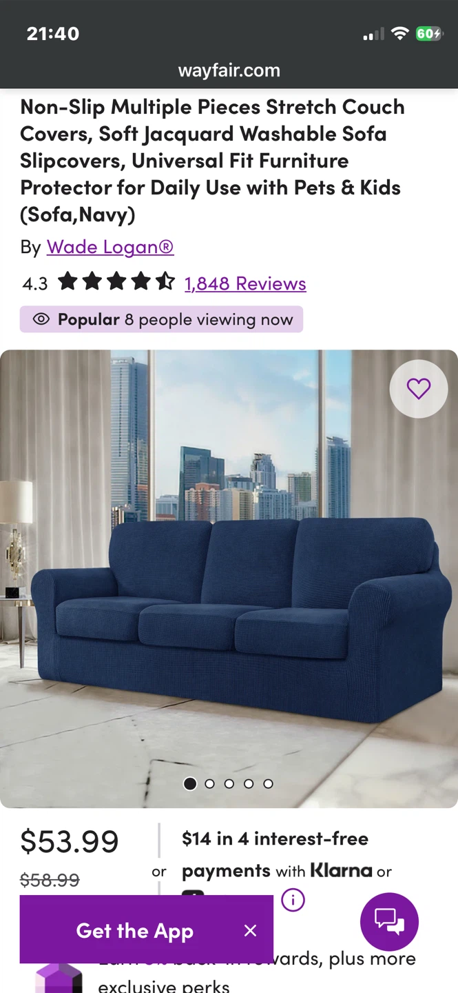 Navy Blue 7-Piece Stretch Sofa Slipcover Set
