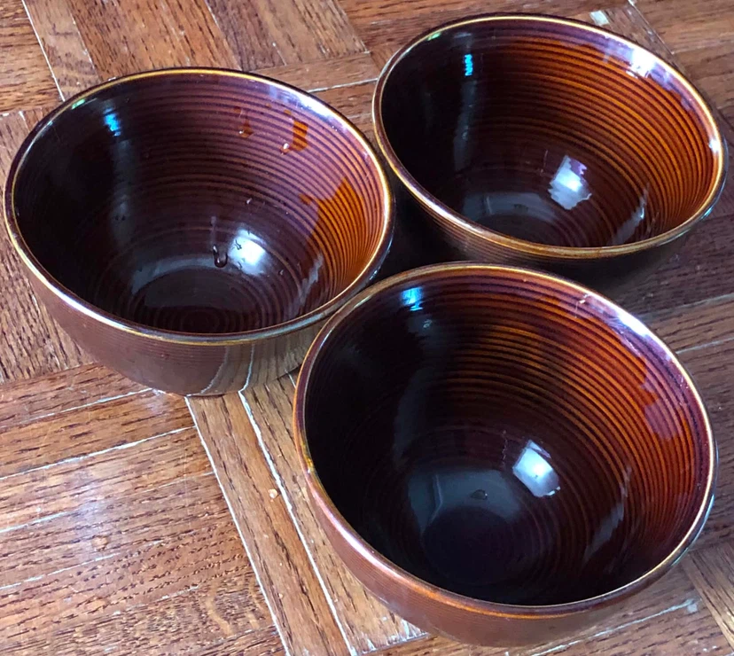 Set of 3 brown ceramic bowls - photo 3