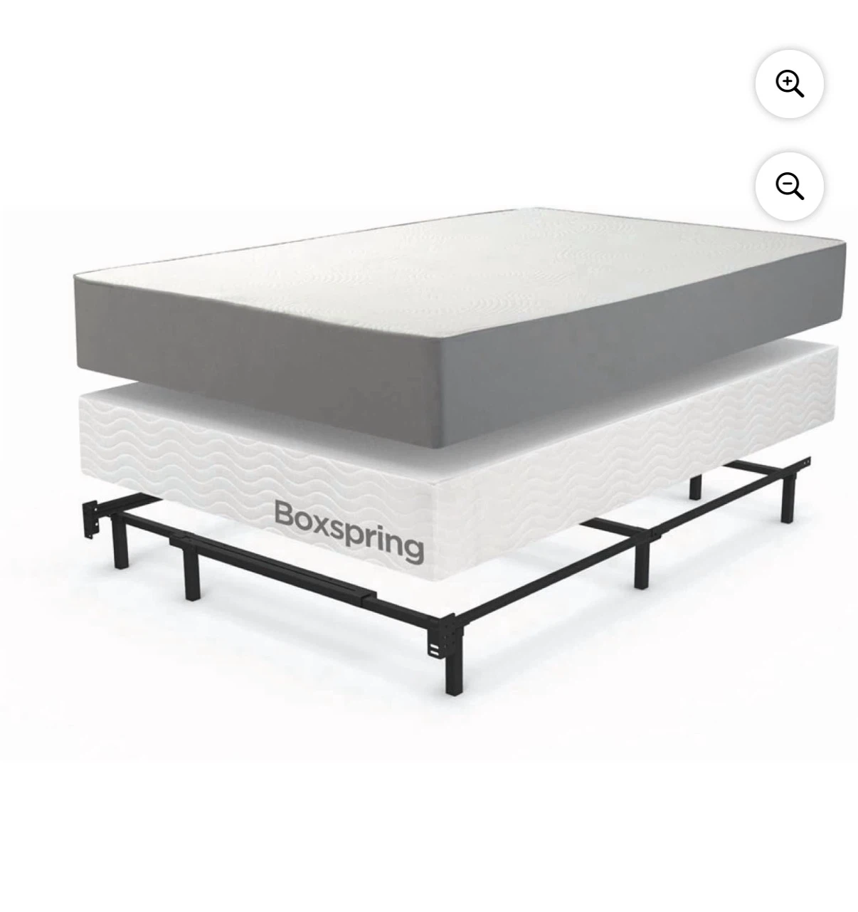Adjustable Metal Bed Frame with Boxspring Foundation