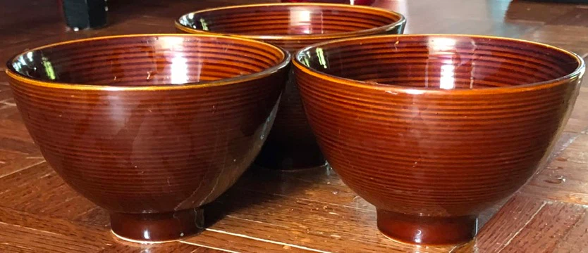 Set of 3 Brown Ceramic Bowls