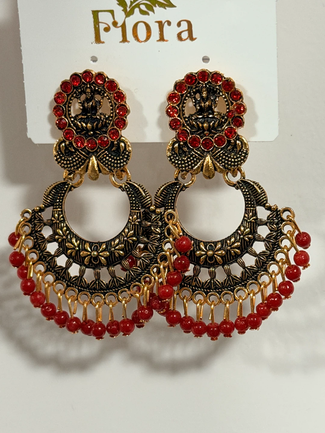 Flora Gold & Red Dangle Earrings - photo 2