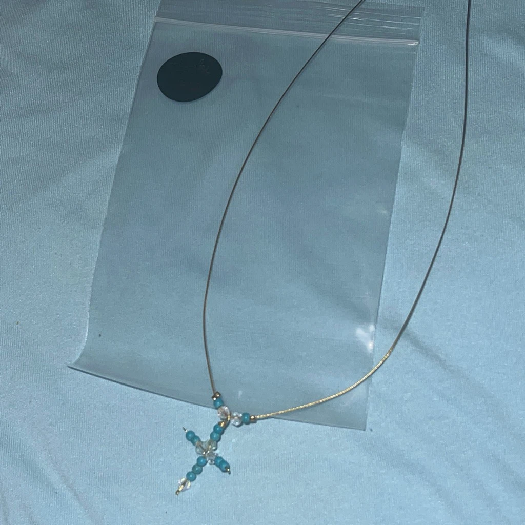 Turquoise Cross Charm Necklace