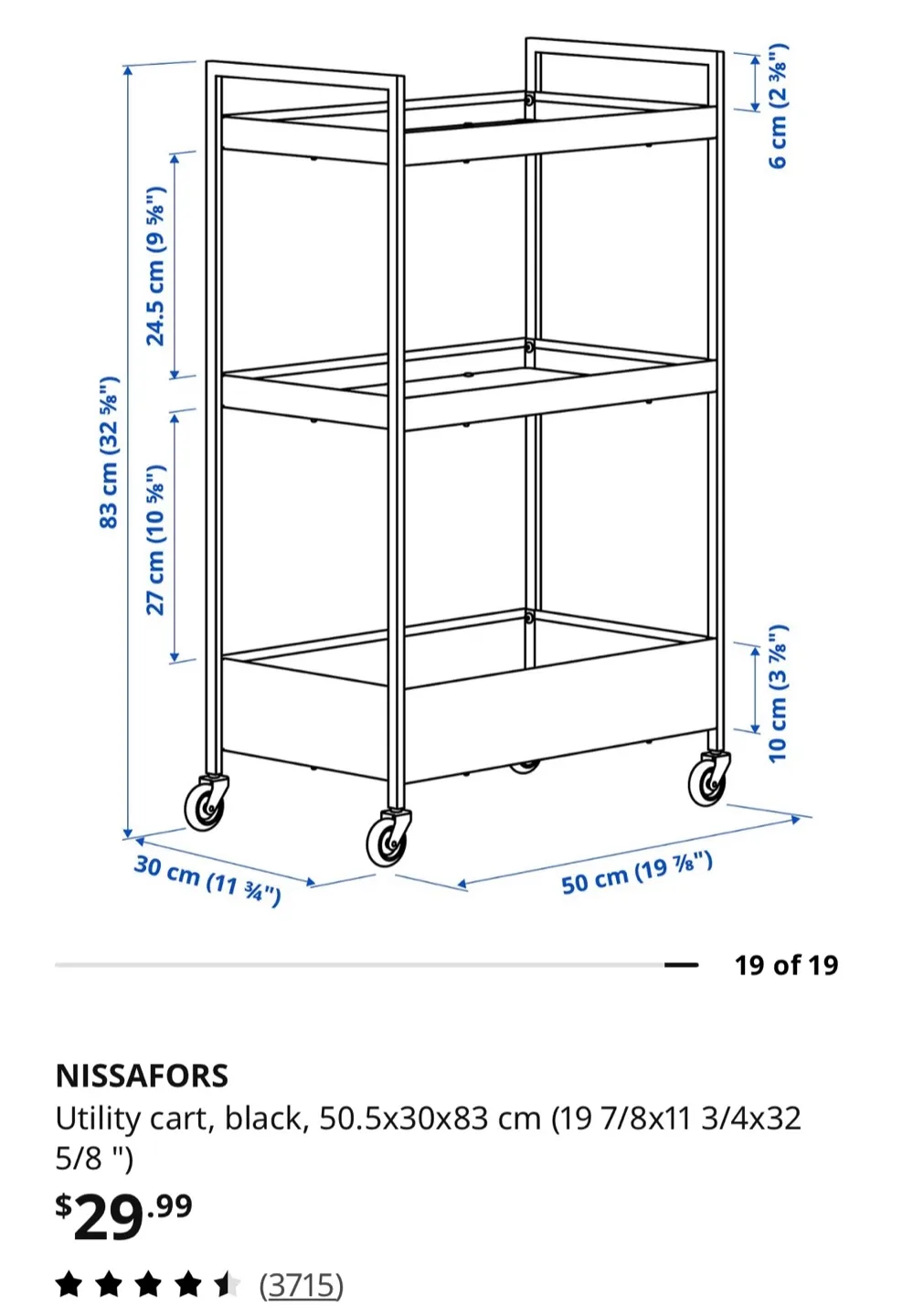 NISSAFORS Utility Cart - Black - photo 3