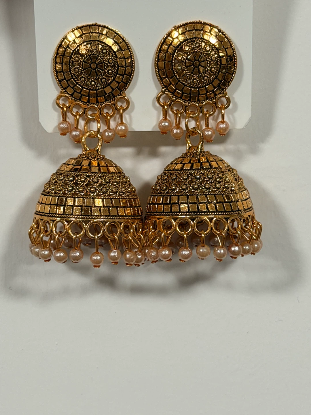 Gold Jhumka Earrings with Pearls - photo 2