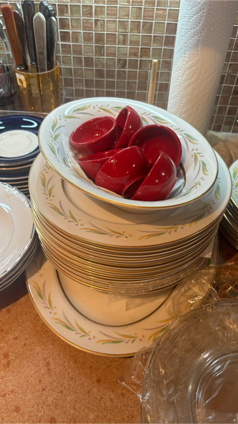 Set of 12 Gold Trimmed China Plates - photo 3