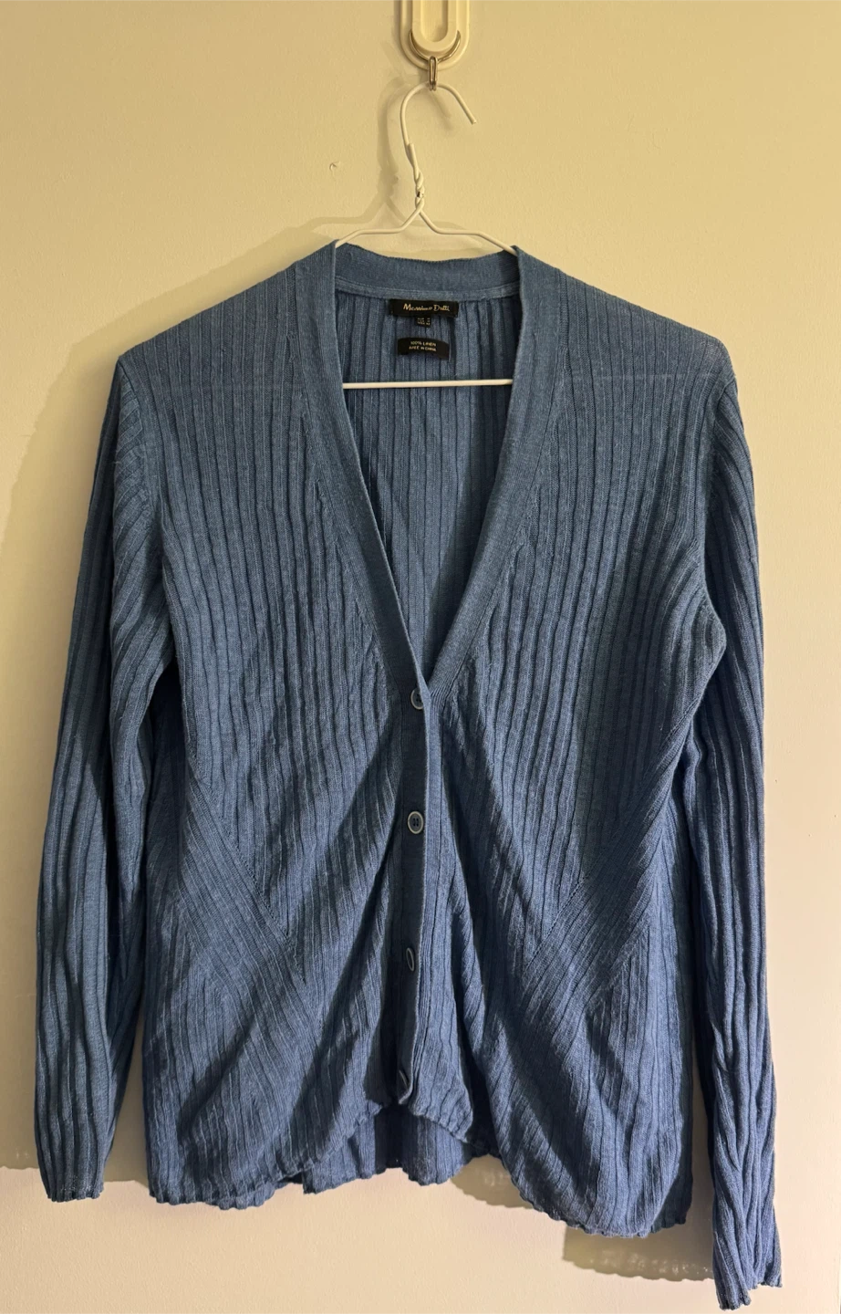 Massimo Dutti Blue 100% Linen Cardigan