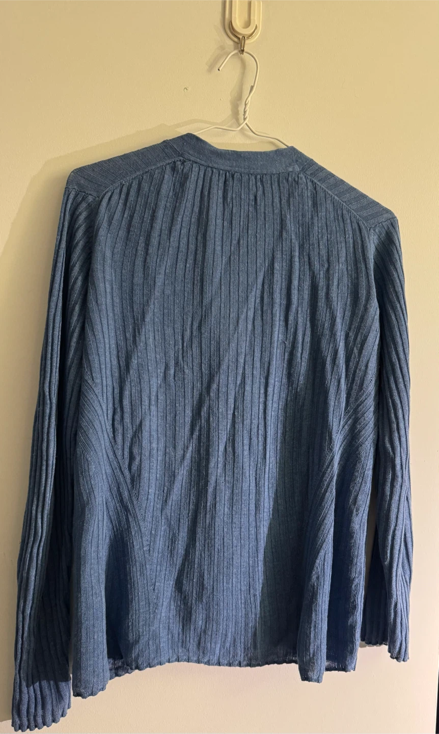 Massimo Dutti Blue 100% Linen Cardigan - photo 3