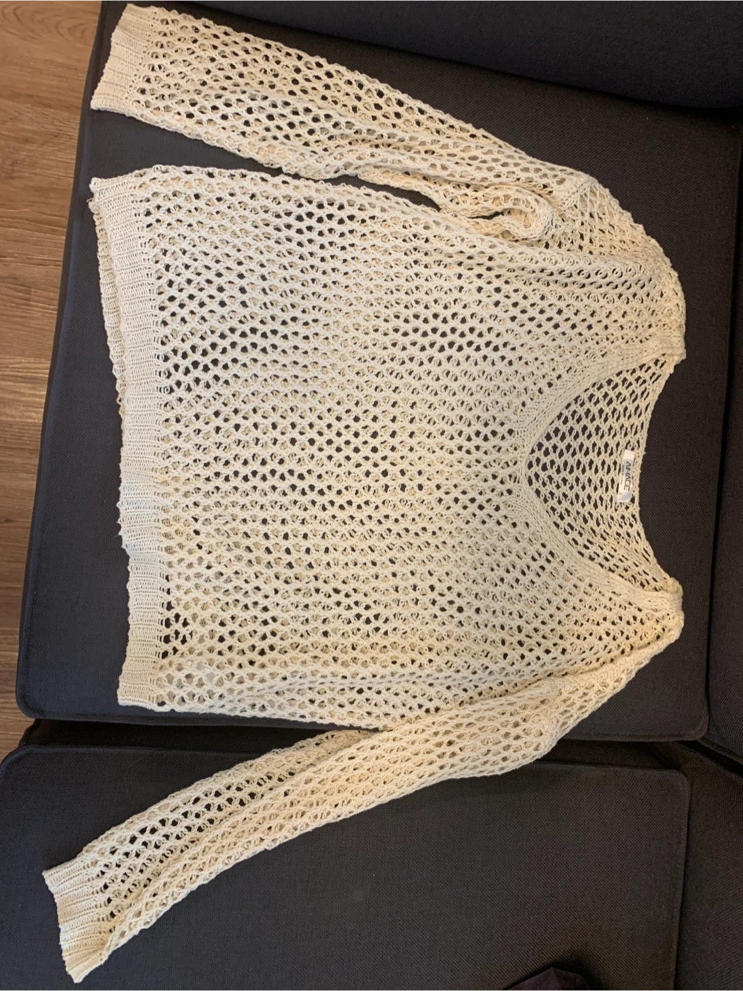 Cream Crochet Long Sleeve Sweater