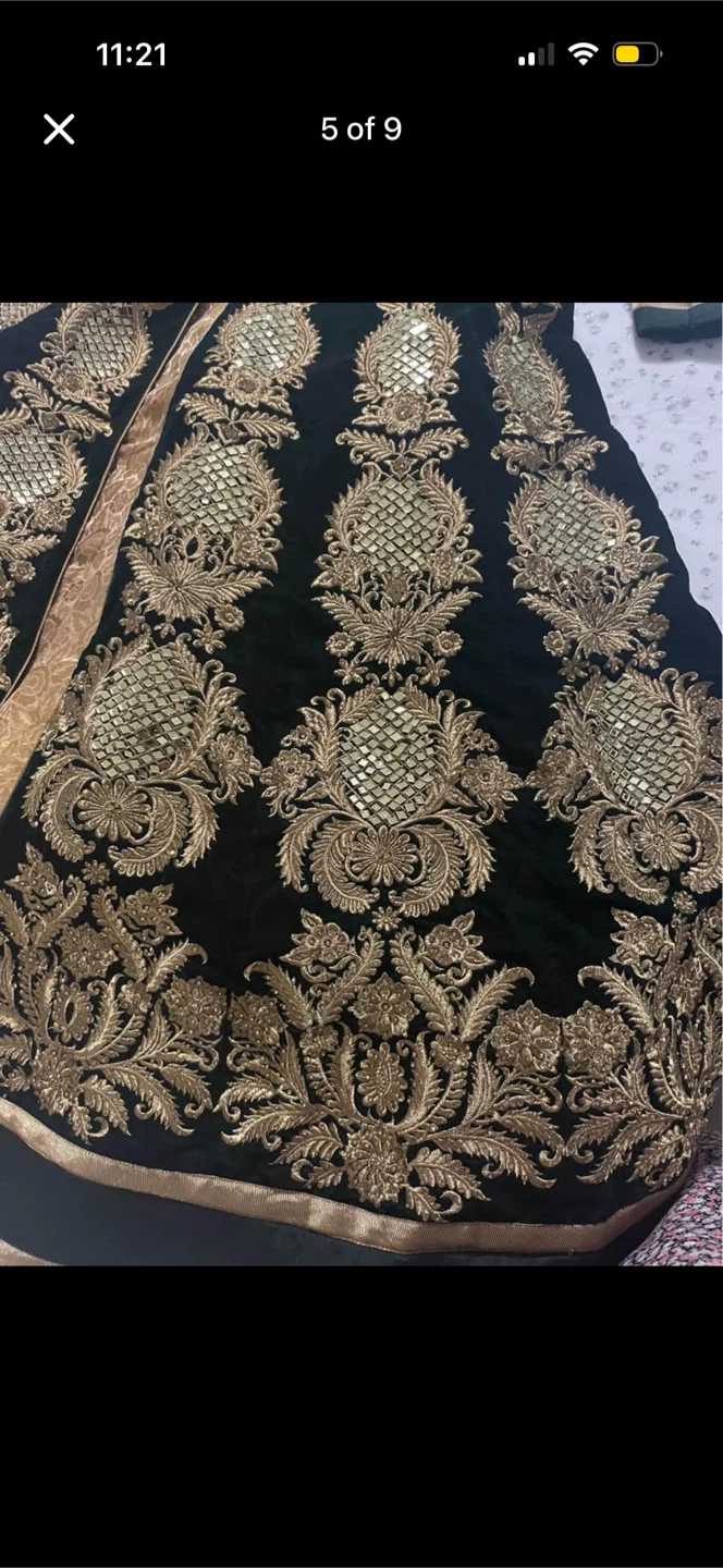 Green and Gold Embroidered heavy Dress - photo 5