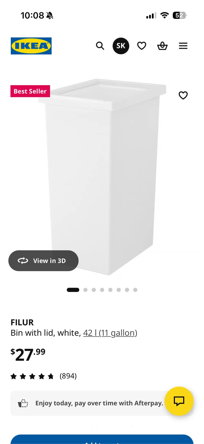 IKEA FILUR Bin with Lid - White, 42L - photo 3