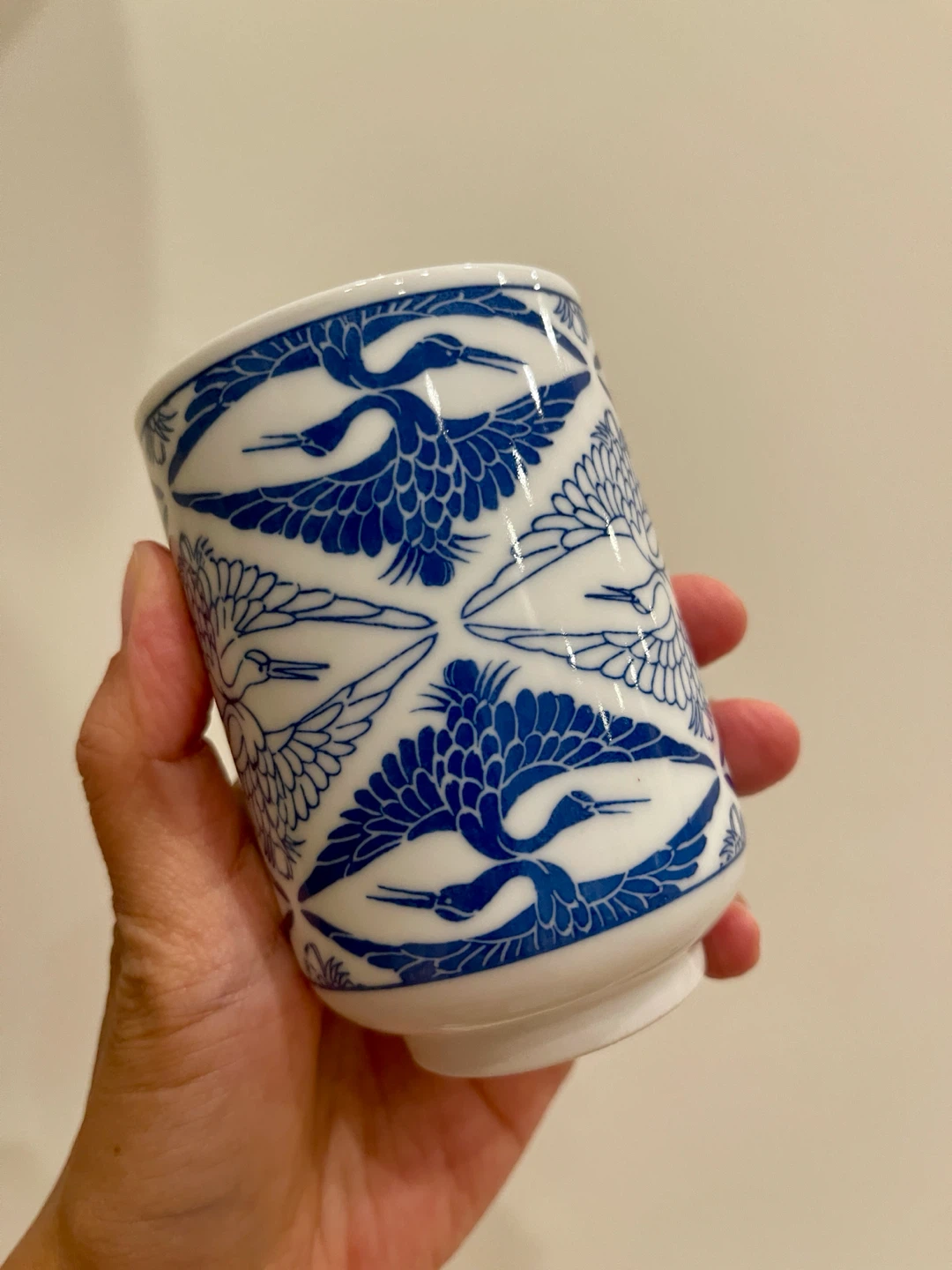 New Set of 2 Blue & White Crane Tea Cups - photo 2