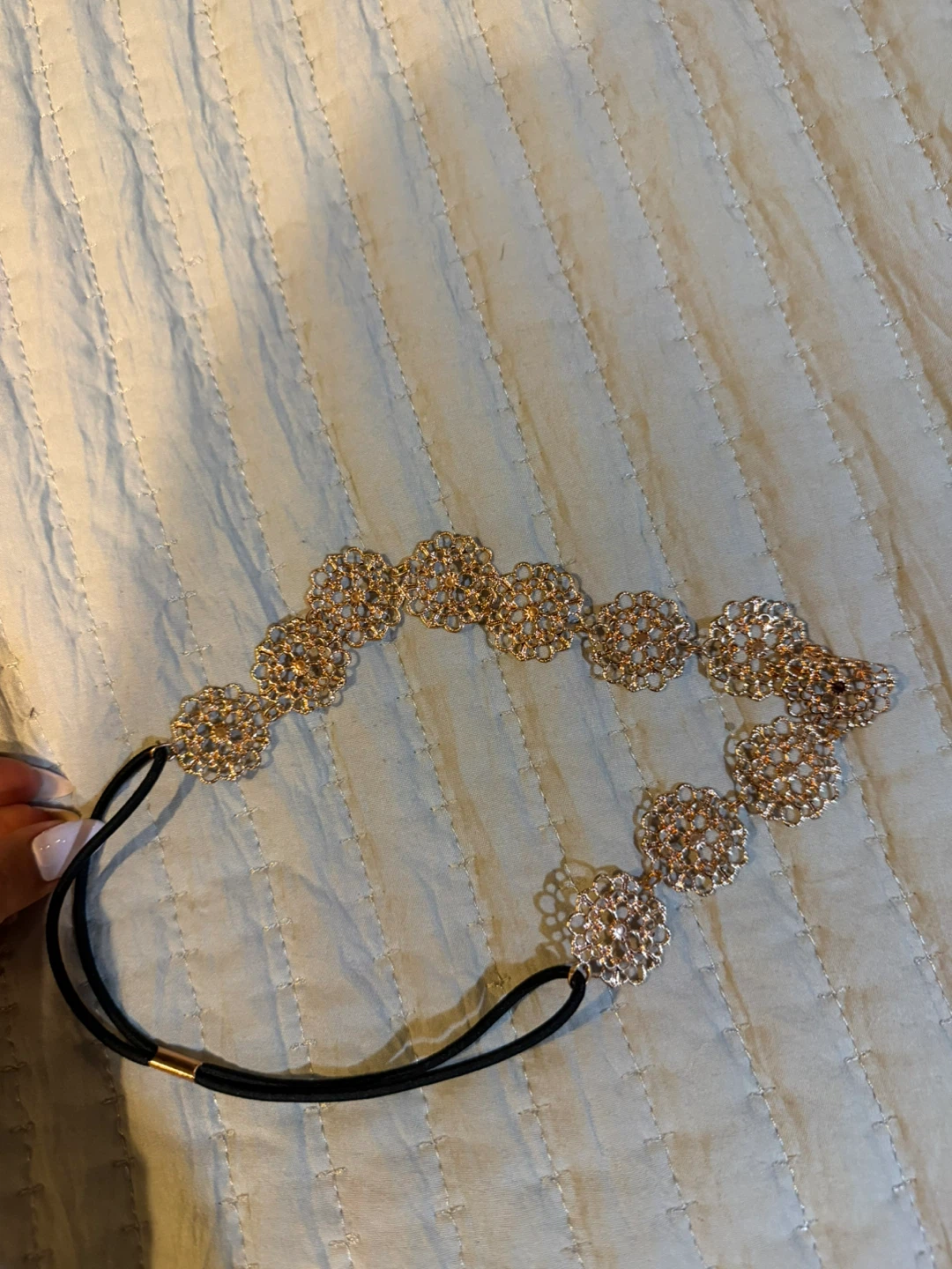 Gold tone filigree headband